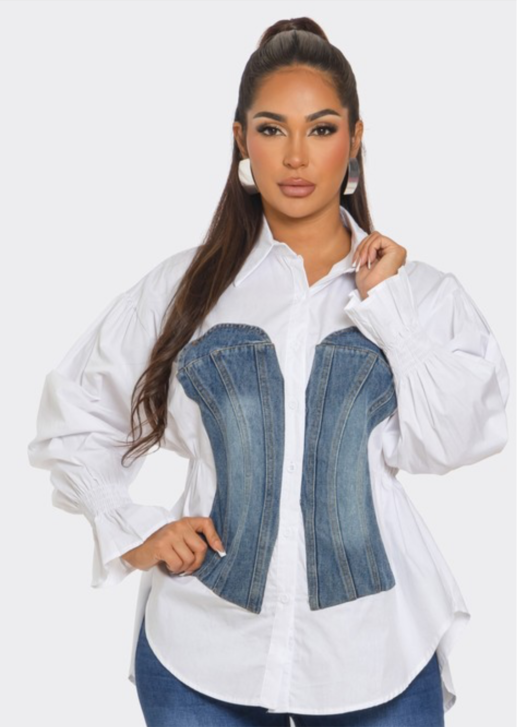 Posh || Denim Patch Top