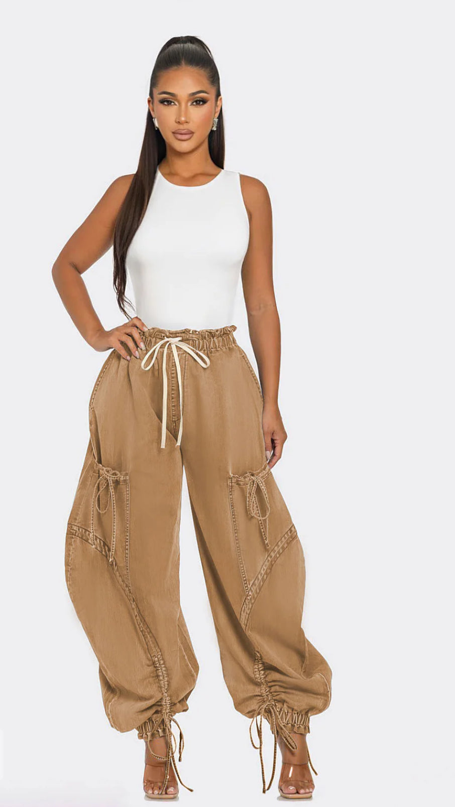 Comfy Chic || Oversized Denim Cargo Joggers