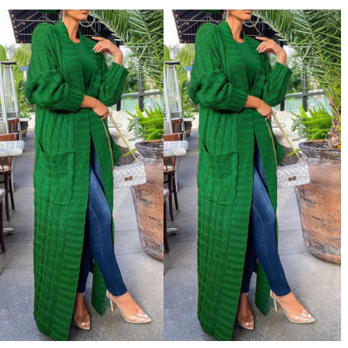 FASHIONABLE GREEN || MAXI CARDIGAN